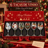 Conjunto de Taças de Vinho Especial de Natal | Vidro 3D Natalinas