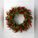 Guirlanda de Natal 90 cm com LED e Galhos de Frutinhas Vermelhas