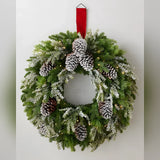 Guirlanda de Natal 90 cm com LED, Pinhas Nevadas e Folhagens Verdes