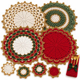 Kit Mesa Posta de Crochê Natalino - 12 Peças