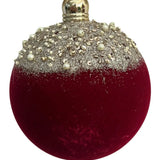 Kit 3 Bolas de Natal Veludo Bordô 10cm com Topo Dourado
