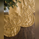 Saia para Árvore de Natal em Veludo Dourado com Bordados e Paetês