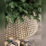 Saia Rígida para Árvore de Natal Trançada Dourado Champagne
