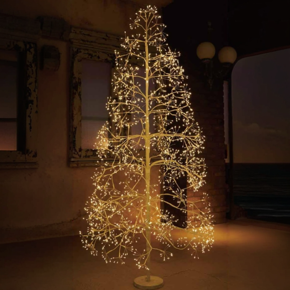 Árvore de Natal de Bétula 120cm com Luzes LED Quentes & Frias
