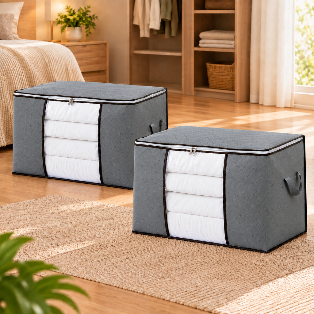 Caixa Organizadora de Roupas com Visor Transparente Anti-Poeira