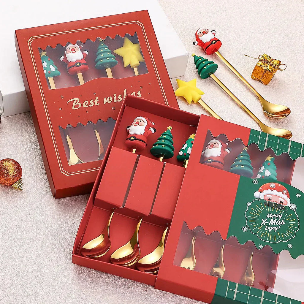 Jogo de Talheres para Sobremesa Decoração de Natal