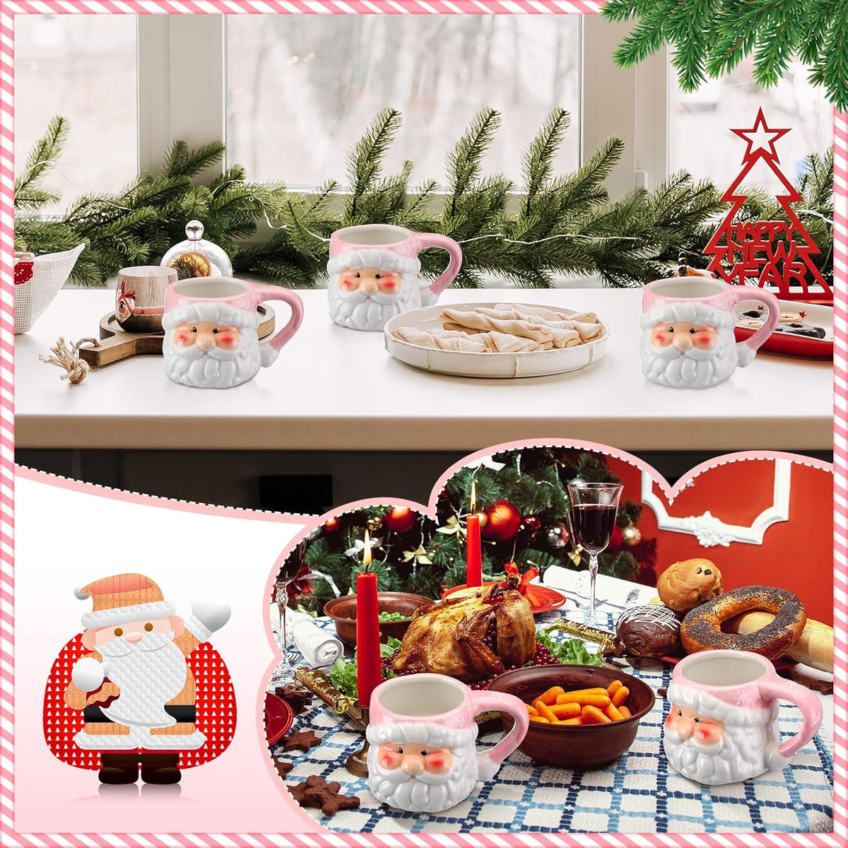 Kit de Canecas Vintage Papai Noel