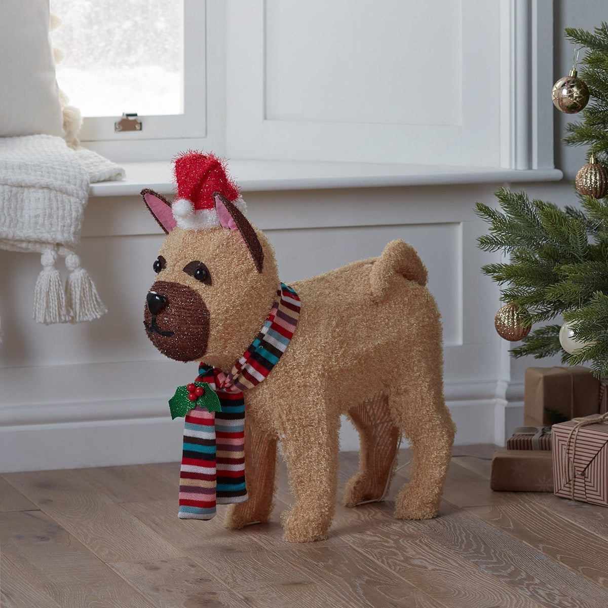 Figura de Natal do Bulldog Francês