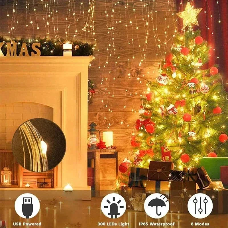 Cortina de Luzes LED Natalinas - Magia e Encanto em Sua Casa