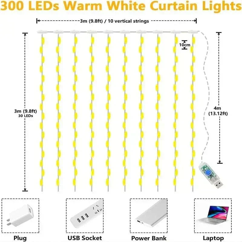 Cortina de Luzes LED Natalinas - Magia e Encanto em Sua Casa