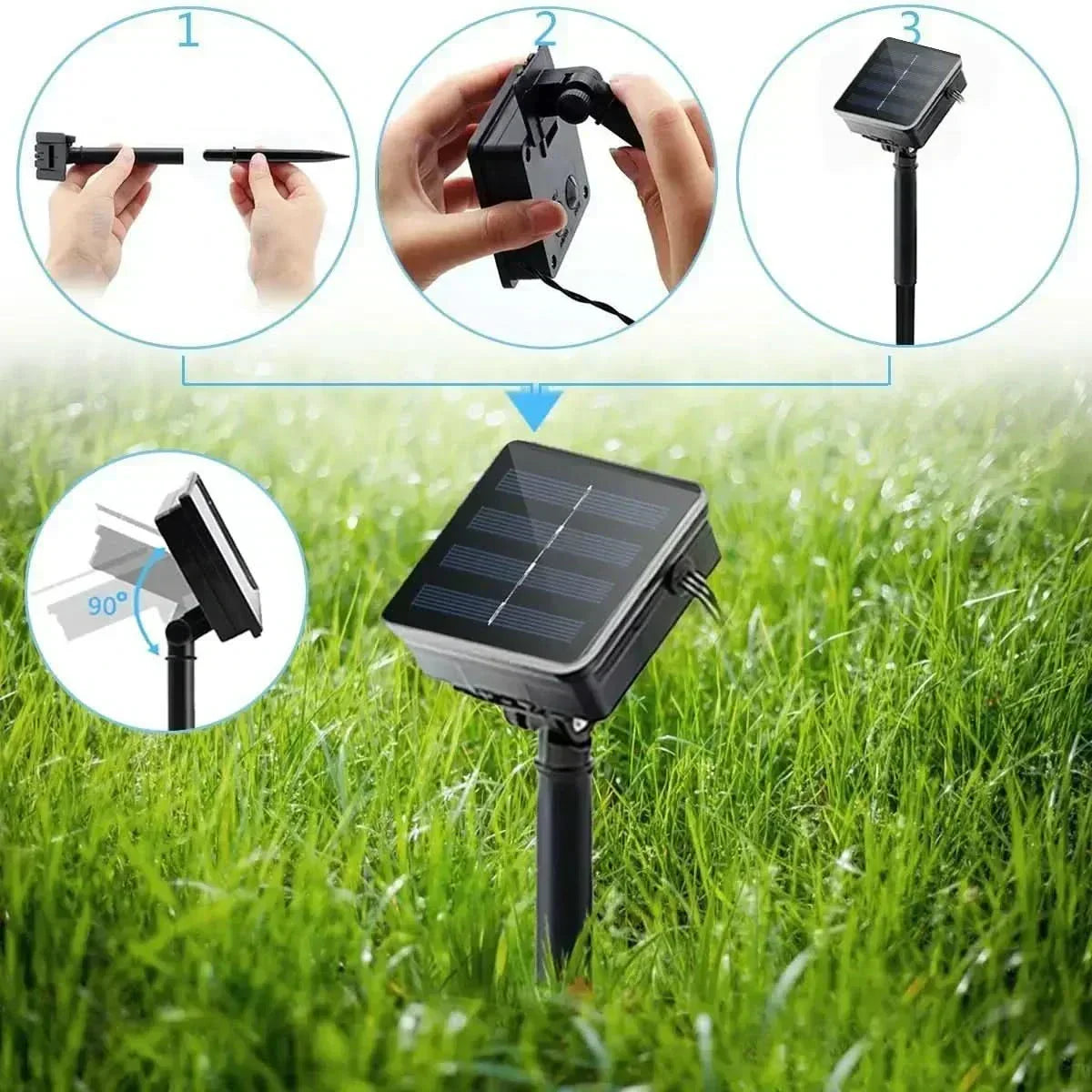 Luzes de Fada Estrela e Lua LED Solar - Encanto Natalino