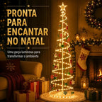 Árvore de Natal espiral LED 1,80M+Papai Noel, bengala pequena, sinos dourados e outras decorações suspensas