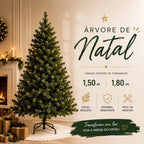 Árvore de Natal Super Cheia Luxo - 1,50m ou 1,80m com Base de Metal