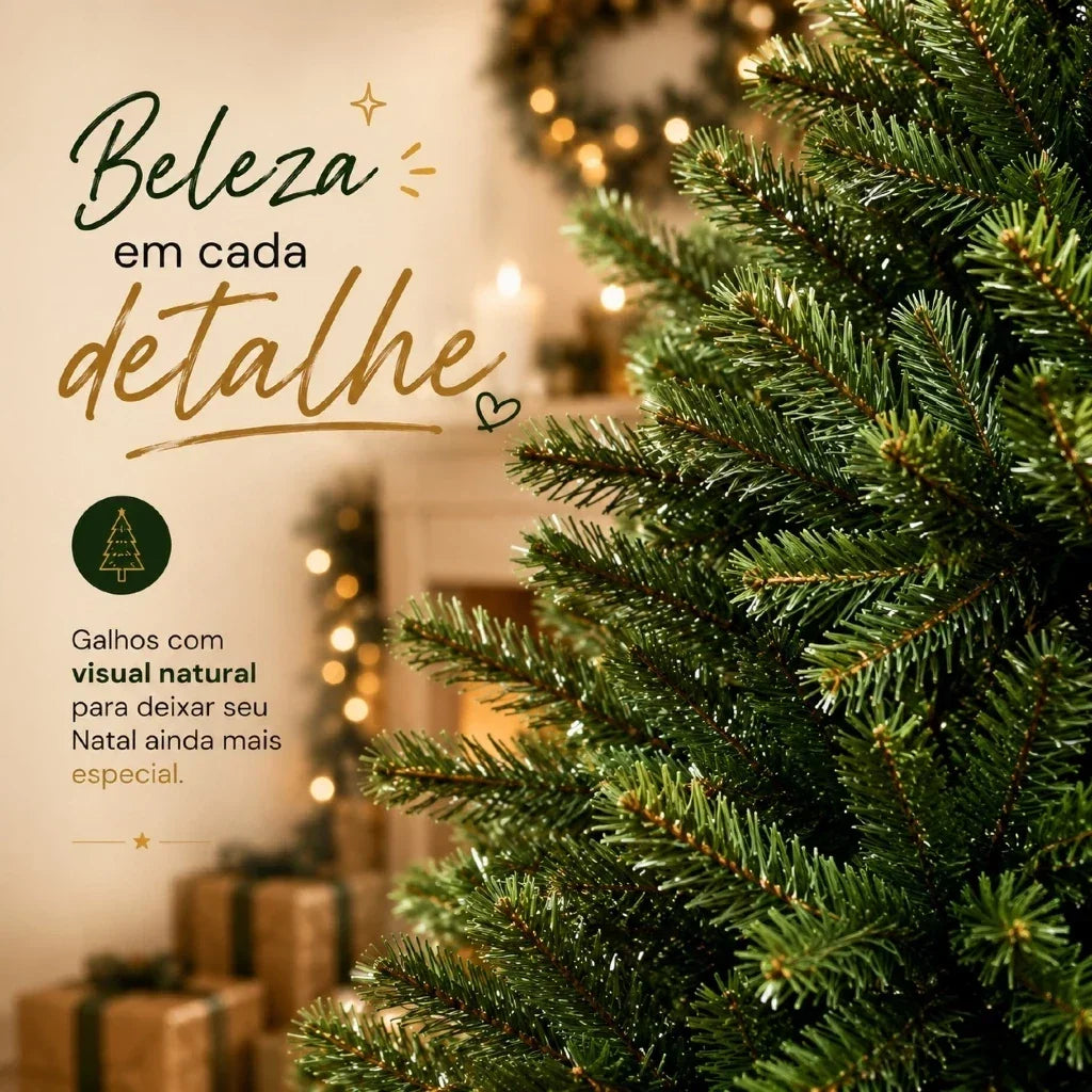 Árvore de Natal Super Cheia Luxo - 1,50m ou 1,80m com Base de Metal