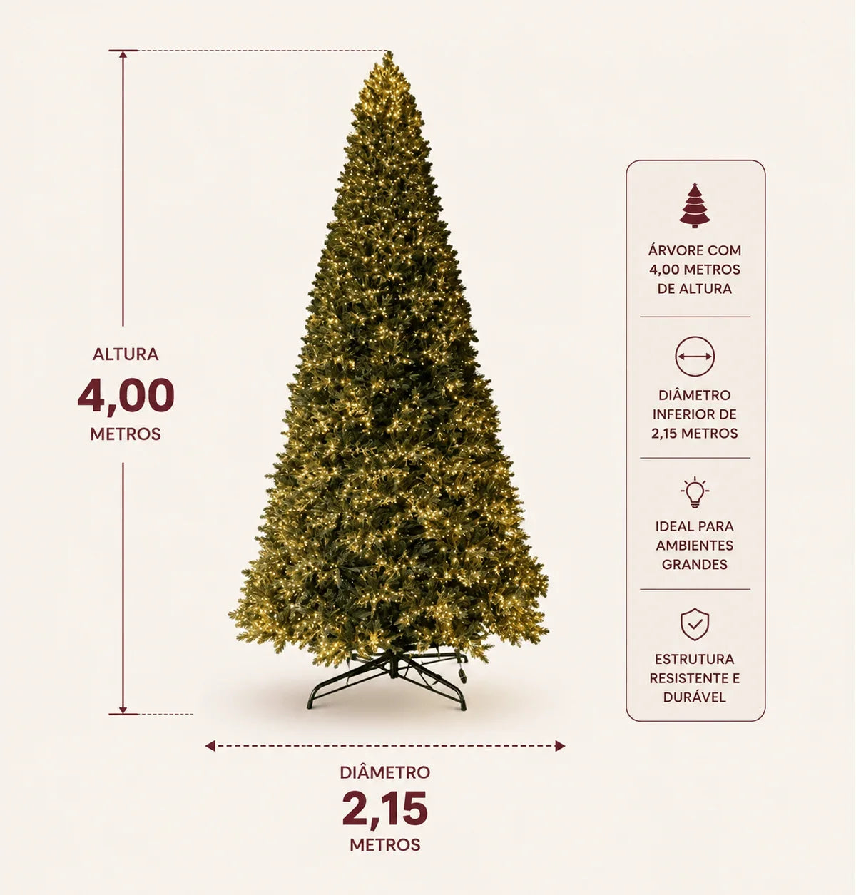 Árvore de Natal Gigante Iluminada Imperial - 4m a 7m LED Bivolt