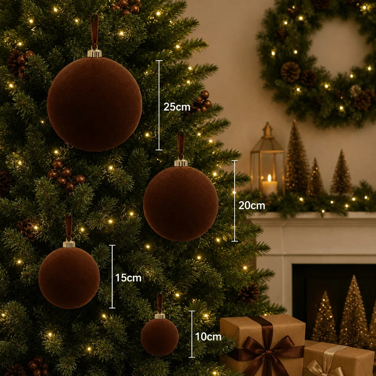 Bolas de Natal de Veludo - Lisa, Canelada ou Rústica, 10cm a 25cm