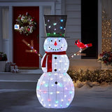 Boneco de Neve Cintilante Iluminado 1,83 m com Passarinho – 100 LEDs Coloridos