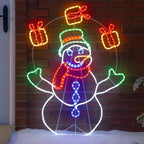 Boneco de Neve em LED Neon 98 cm – 200 LEDs Coloridos com Animação