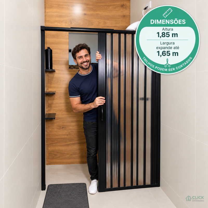 Box para Banheiro Sanfonado PVC Preto