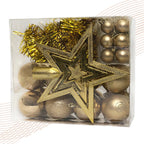 Kit 44 Enfeites Para Árvore de Natal Estrela Bolas Festão Cordão Pérolas Decoração Natalina