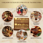 Kit Utensílios de Cozinha 11 Peças Aço Inox Dourado Premium