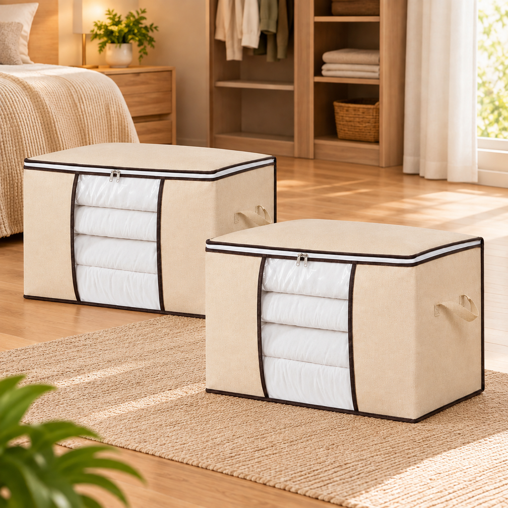 Caixa Organizadora de Roupas com Visor Transparente Anti-Poeira