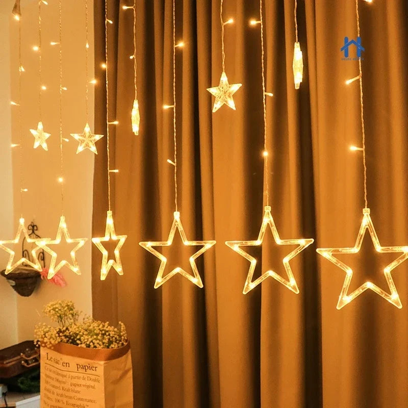 Cascata de Estrelas 138 LEDs 2,5m Bivolt - 8 Funções