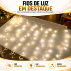 Cortina Fio de Fada 1600 LEDs 3x2m - Luz Quente Bivolt