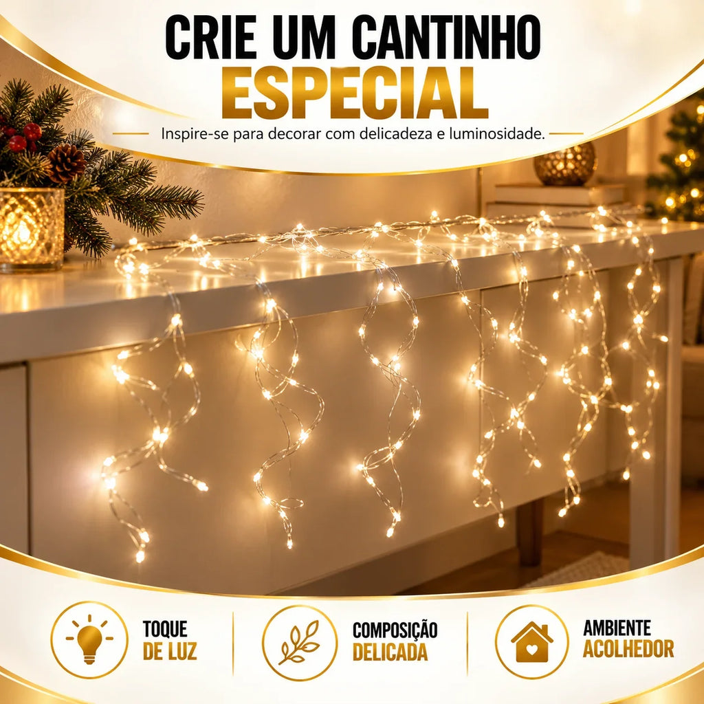Cortina Fio de Fada 1600 LEDs 3x2m - Luz Quente Bivolt