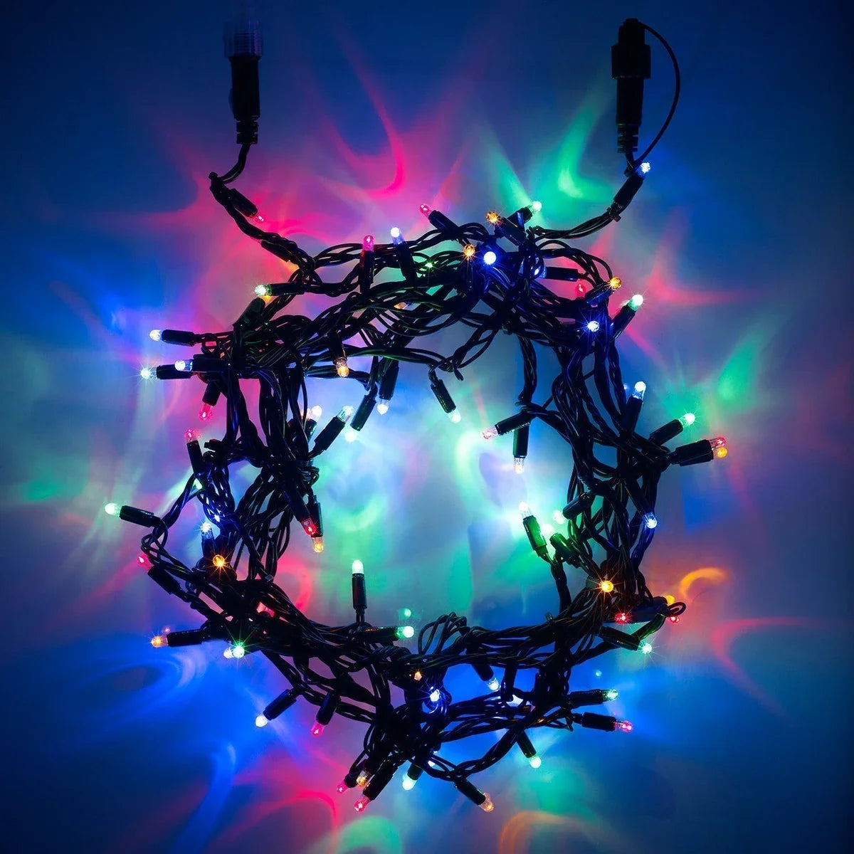 Cordão de 100 Luzes LED Multicoloridas Conectável – 8 Efeitos e Temporizador