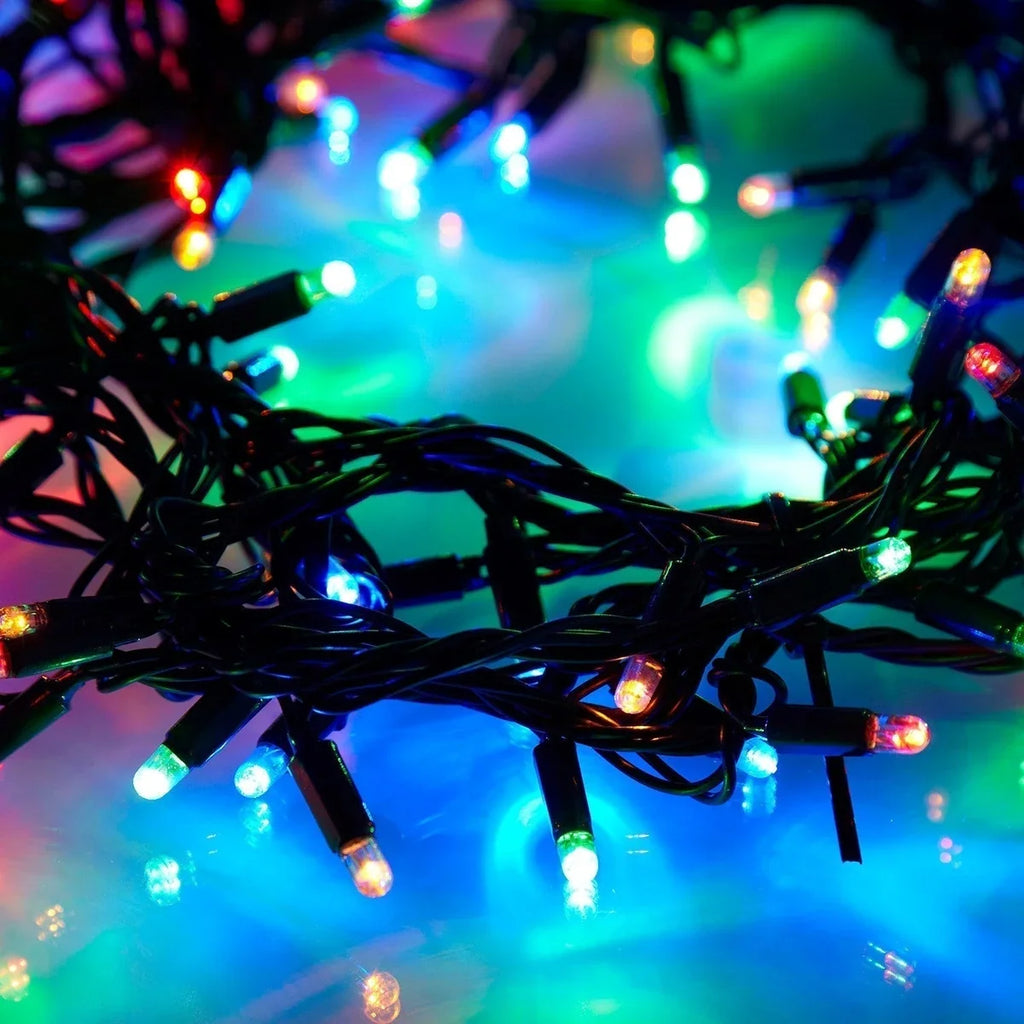 Cordão de 200 Luzes LED Multicoloridas Conectável – 8 Efeitos e Temporizador
