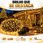 Cordão LED 1600 LEDs 50m com Strobo - Luz Quente Prova d'Água