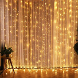 Cortina de LED 300 Luzes 3 m com 8 Modos e Controle Remoto