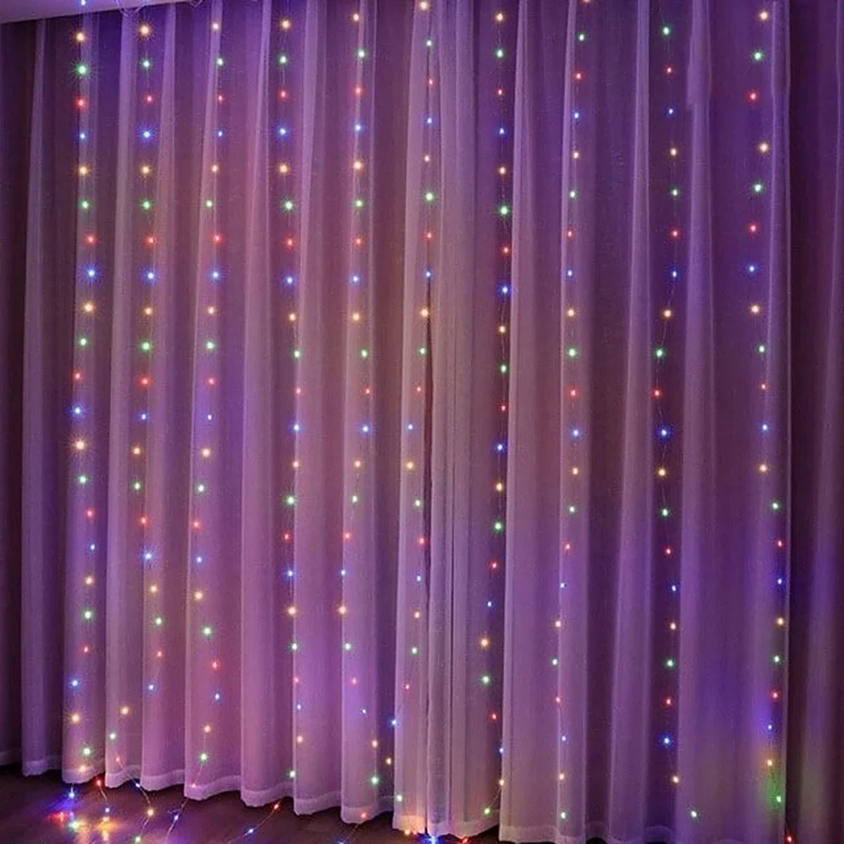 Cortina de LED 300 Luzes 3 m com 8 Modos e Controle Remoto