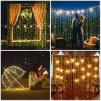 Cortina de LED 300 Luzes 3 m com 8 Modos e Controle Remoto