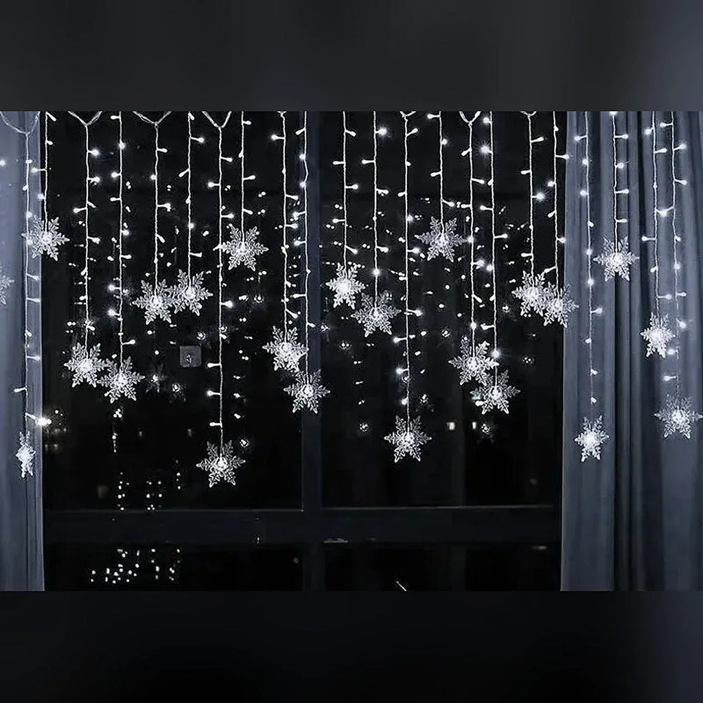 Cortina de LED Flocos de Neve – 3 m, Amarela, Branca, Colorida ou Azul