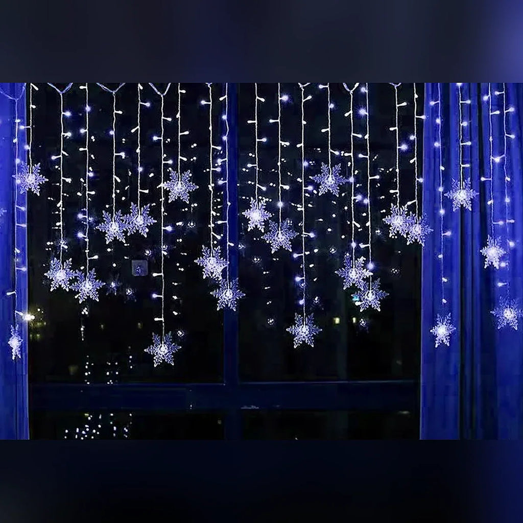 Cortina de LED Flocos de Neve – 3 m, Amarela, Branca, Colorida ou Azul