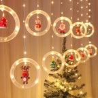 Cortina de Luzes LED com Figuras Natalinas – Argolas, Árvores, Corações e Estrelas