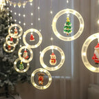 Cortina de Luzes LED com Figuras Natalinas – Argolas, Árvores, Corações e Estrelas