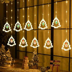Cortina de Luzes LED com Figuras Natalinas – Argolas, Árvores, Corações e Estrelas
