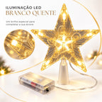 Estrela LED Ponteira de Árvore - Efeito Cristal Luz Quente