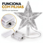 Estrela LED Ponteira de Árvore - Efeito Cristal Luz Quente