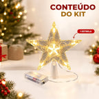 Estrela LED Ponteira de Árvore - Efeito Cristal Luz Quente