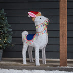 Figura de Natal Alpaca Iluminada 78 cm com Gorro de Papai Noel