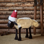 Figura de Natal Ovelha Iluminada 50 cm com Gorro de Papai Noel