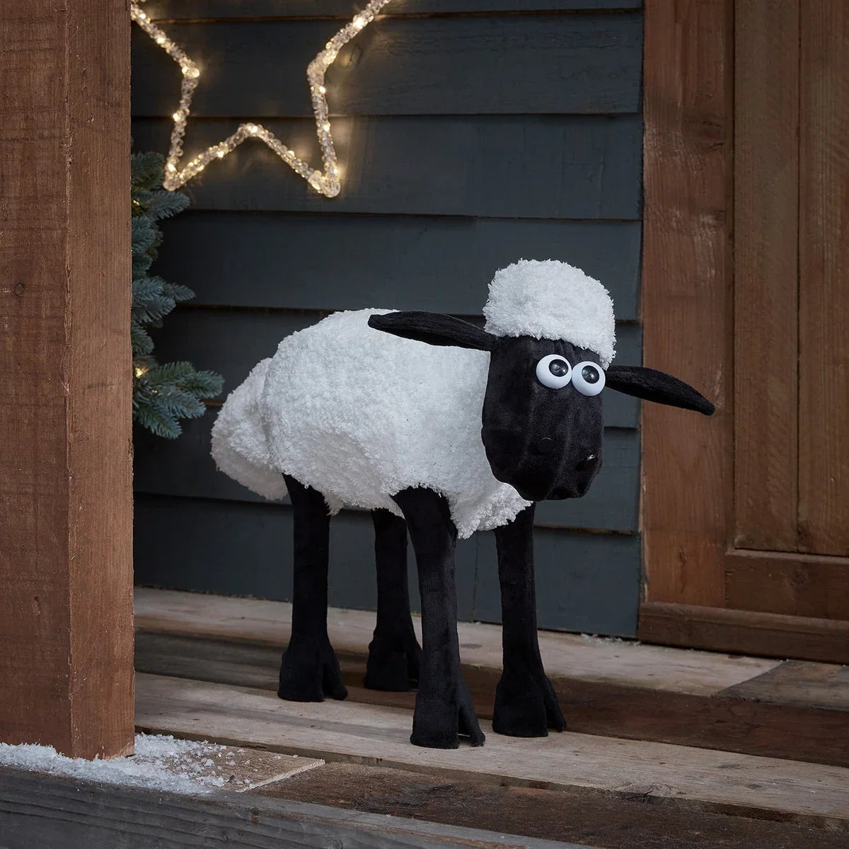 Figura de Natal Ovelha Iluminada 50 cm com Gorro de Papai Noel