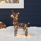 Filhote de Rena Iluminado em Rattan Marrom 60 cm – 80 LEDs Branco Quente
