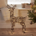 Filhote de Rena Iluminado em Rattan Marrom 60 cm – 80 LEDs Branco Quente
