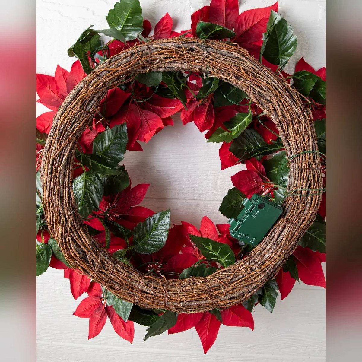 Guirlanda Natal Flores Vermelhas com LED 90 cm