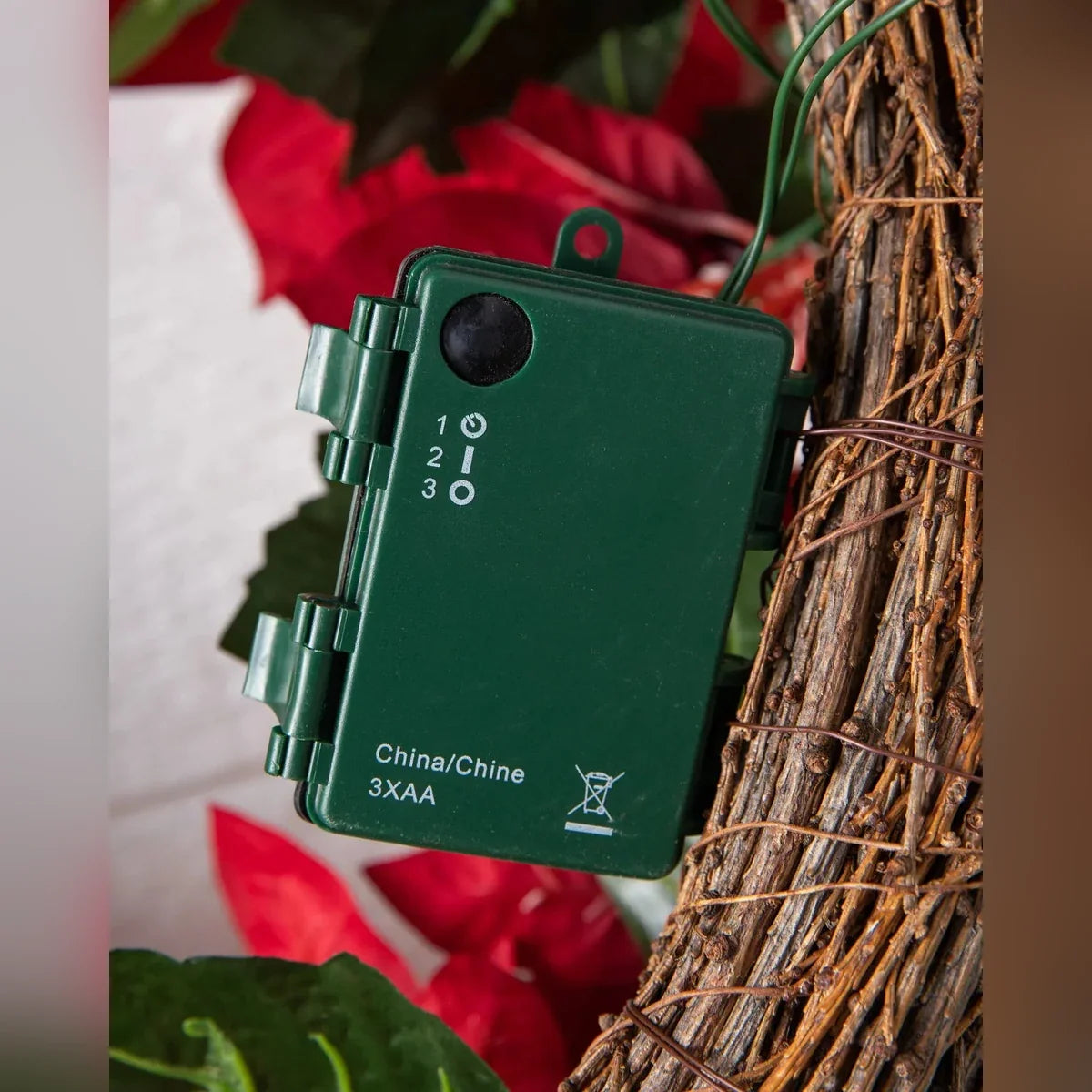 Guirlanda Natal Flores Vermelhas com LED 90 cm